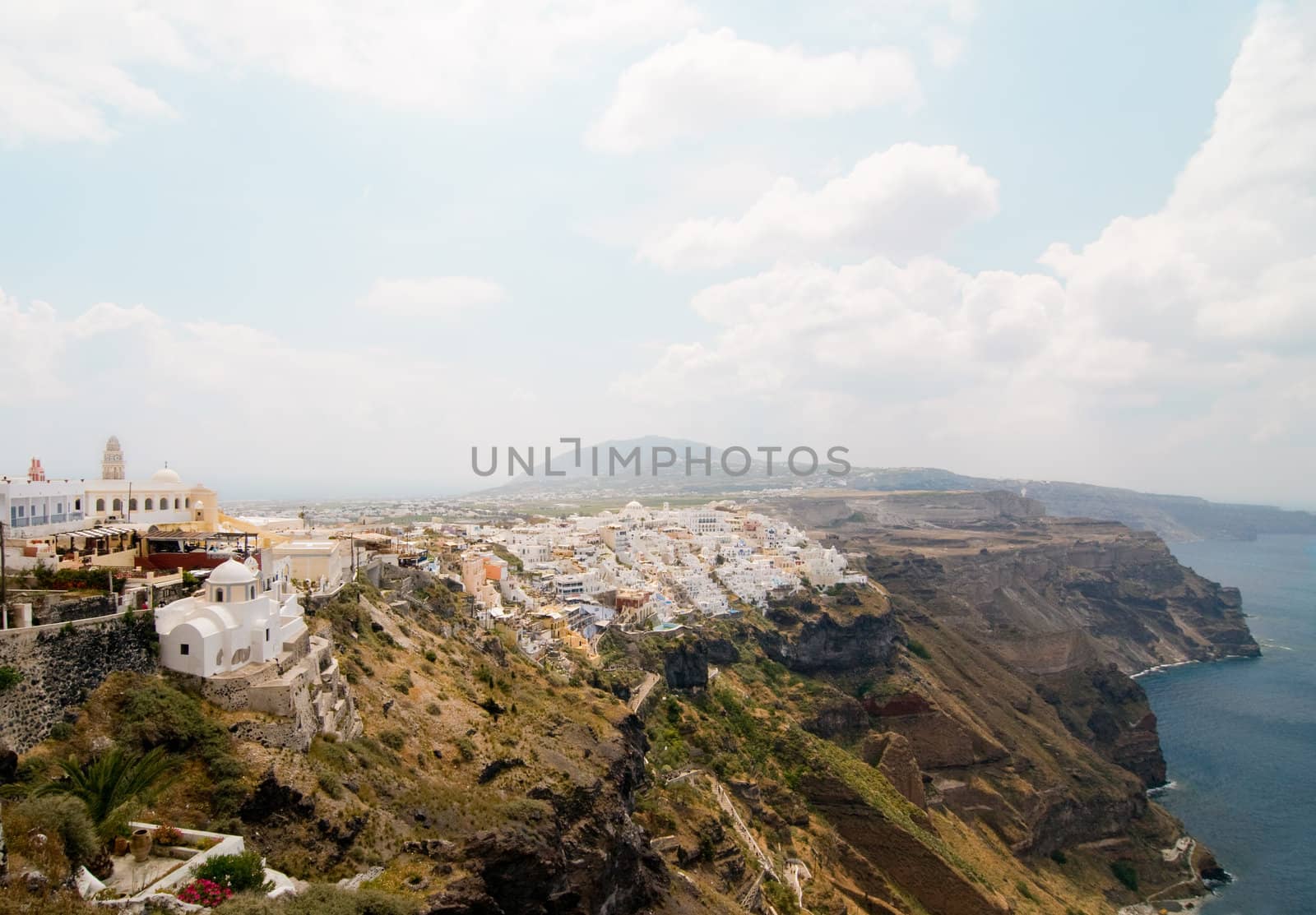 View of Santorini island, cyclades, sky and sea