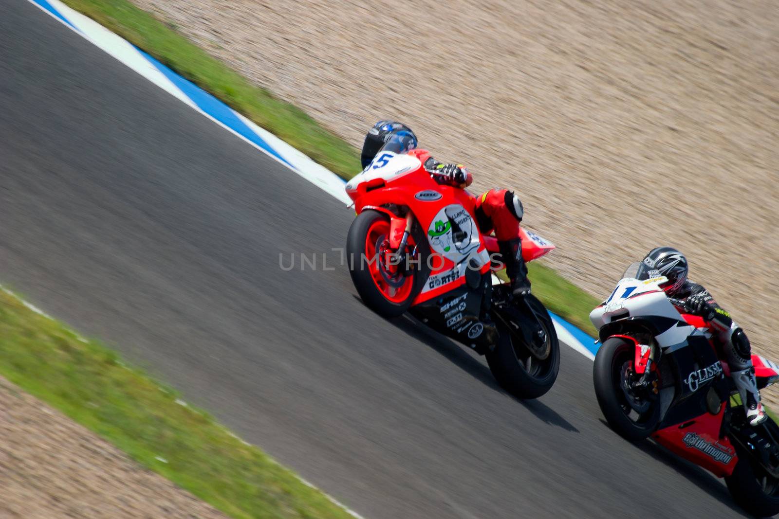 JEREZ DE LA FRONTERA, SPAIN - SEP 03: Pilot of motorcycling of Supersport in the Spanish championship of velocity (CEV) on Sep 03, 2005, in racetrack of velocity of Jerez de la Frontera