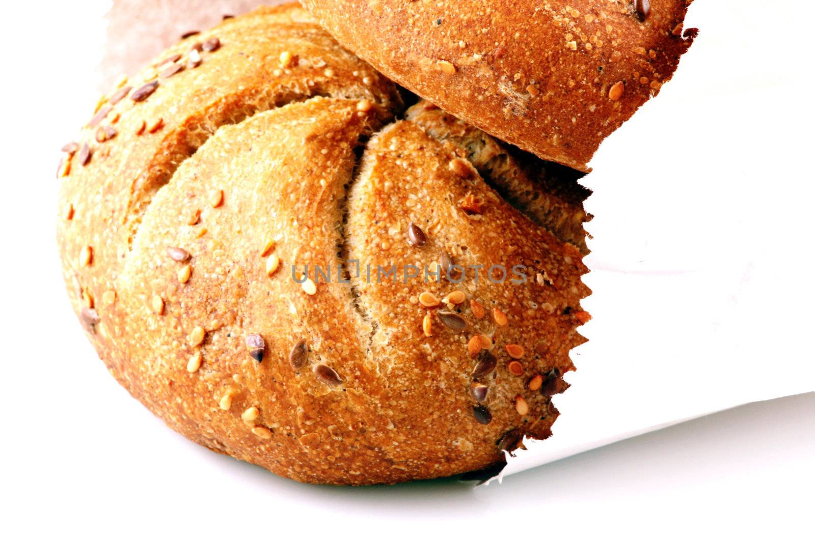 Fresh bread isolated on white background
