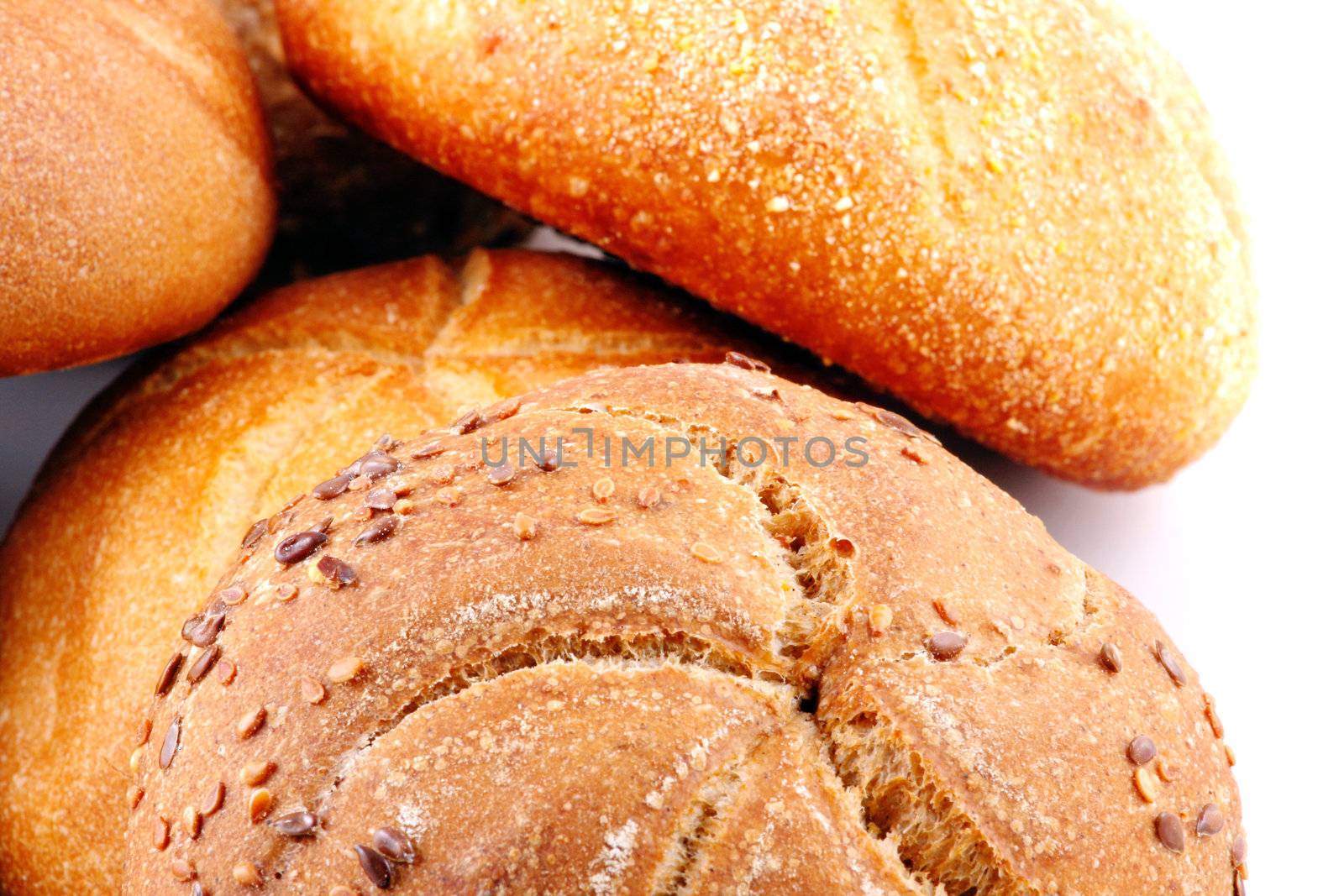 Fresh bread isolated on white background