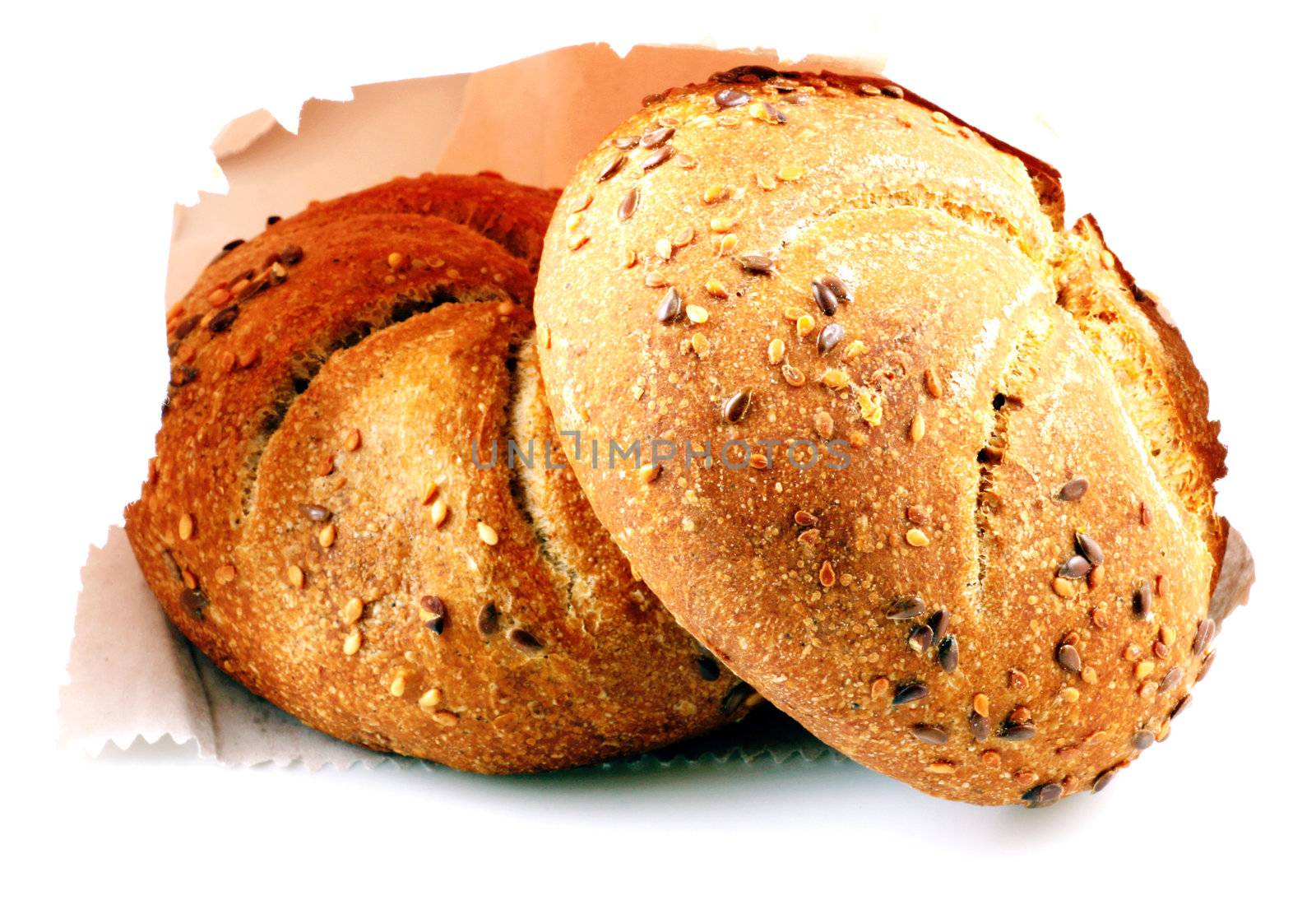 Fresh bread isolated on white background