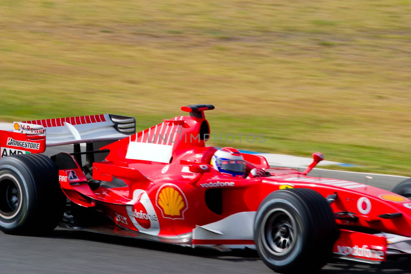 JEREZ DE LA FRONTERA, SPAIN - OCT 10: Marc Gene of Scuderia Ferrari F1 take a curve on training session on October 10 , 2006 in Jerez de la Frontera , Spain