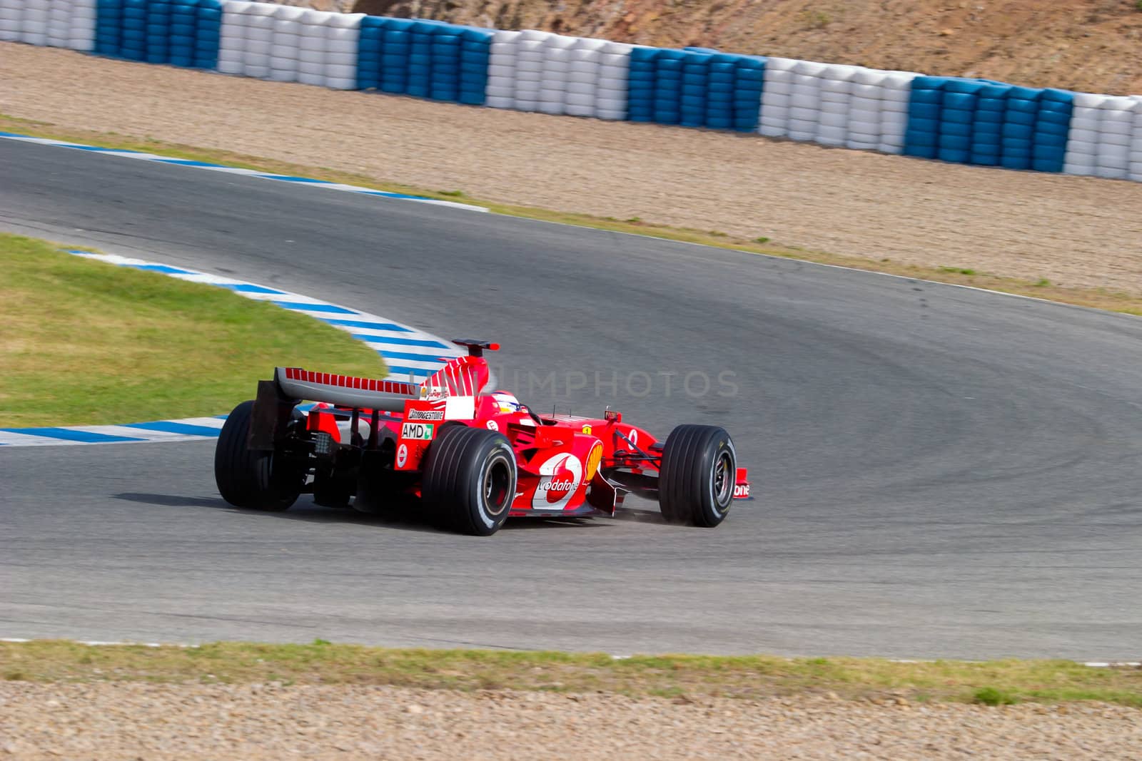 JEREZ DE LA FRONTERA, SPAIN - OCT 10: Marc Gene of Scuderia Ferrari F1 take a curve on training session on October 10 , 2006 in Jerez de la Frontera , Spain