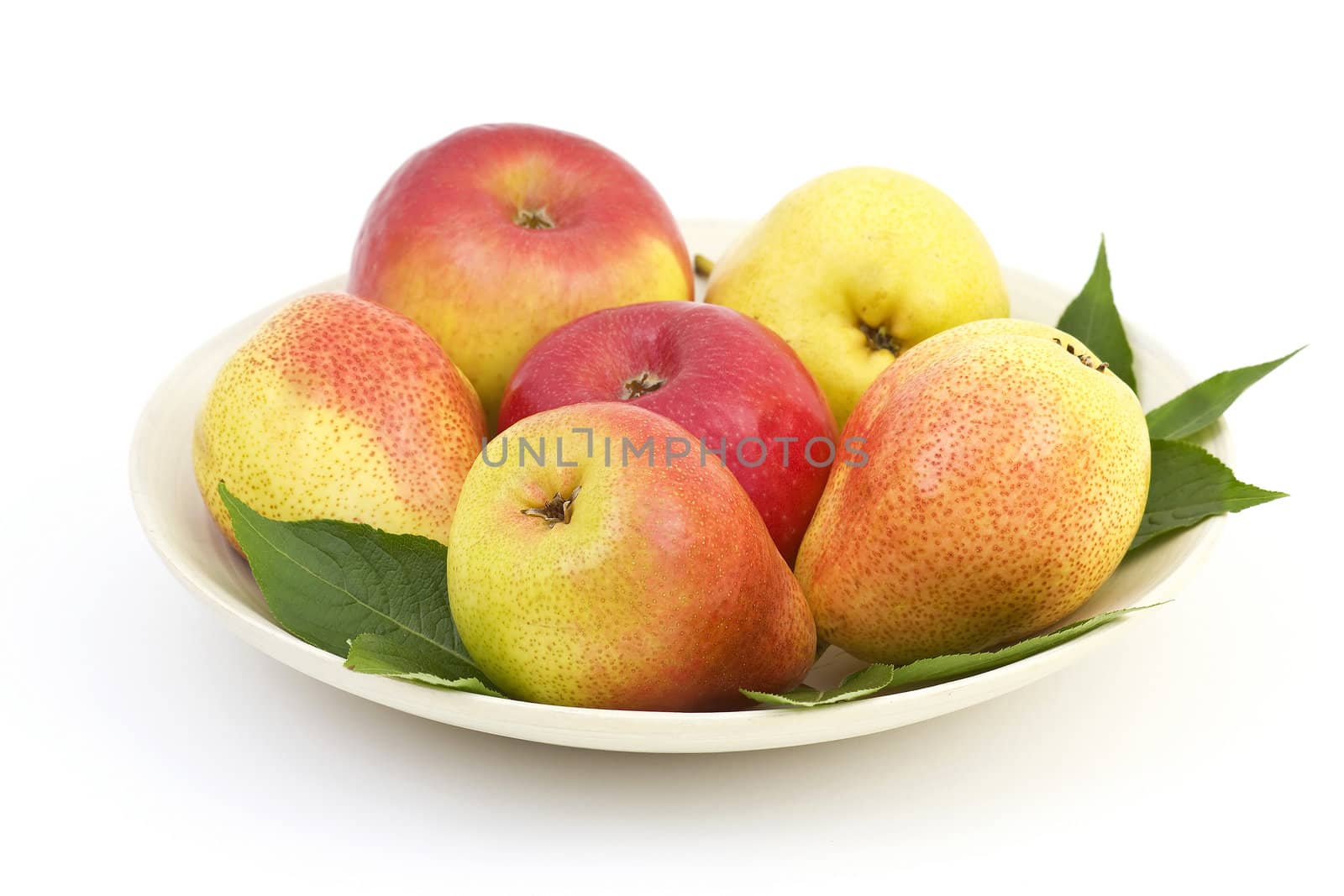 apples and pears on a plate