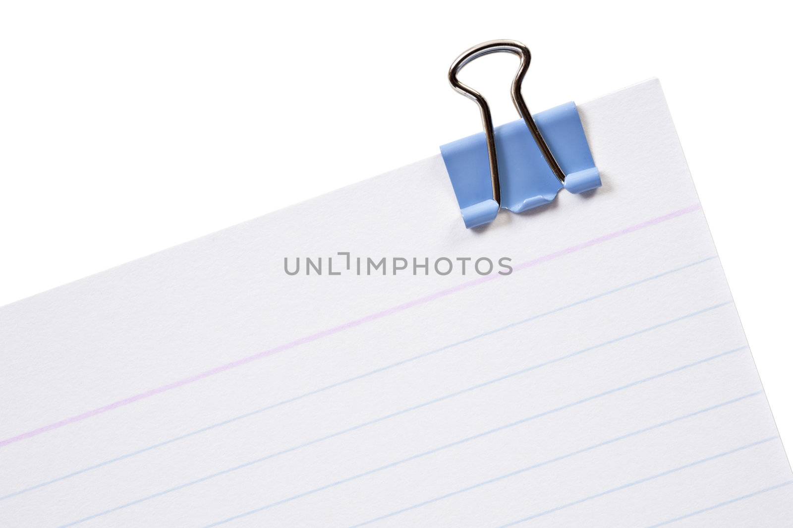 White card with blue clip - space for text