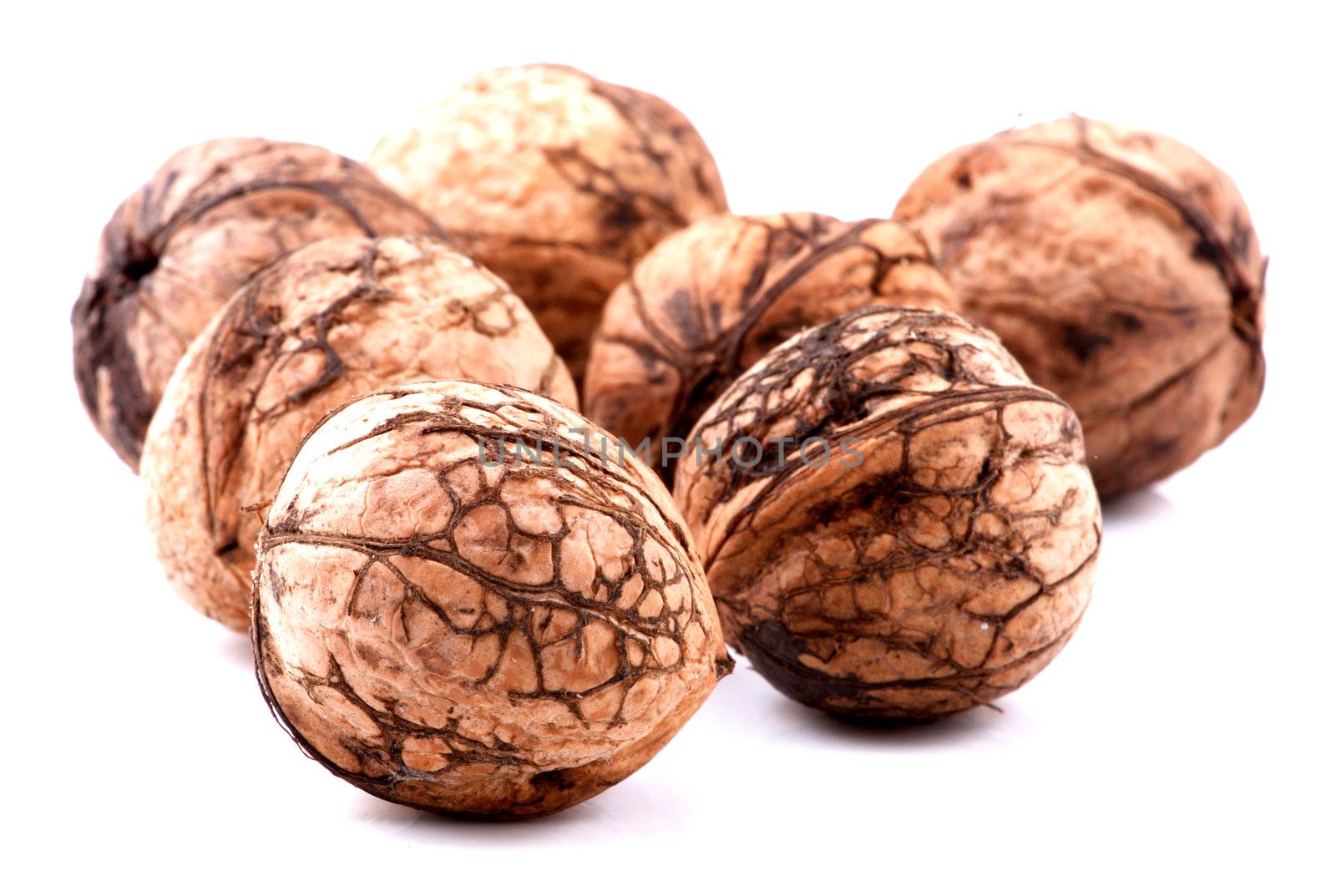 Walnuts isolated on white background