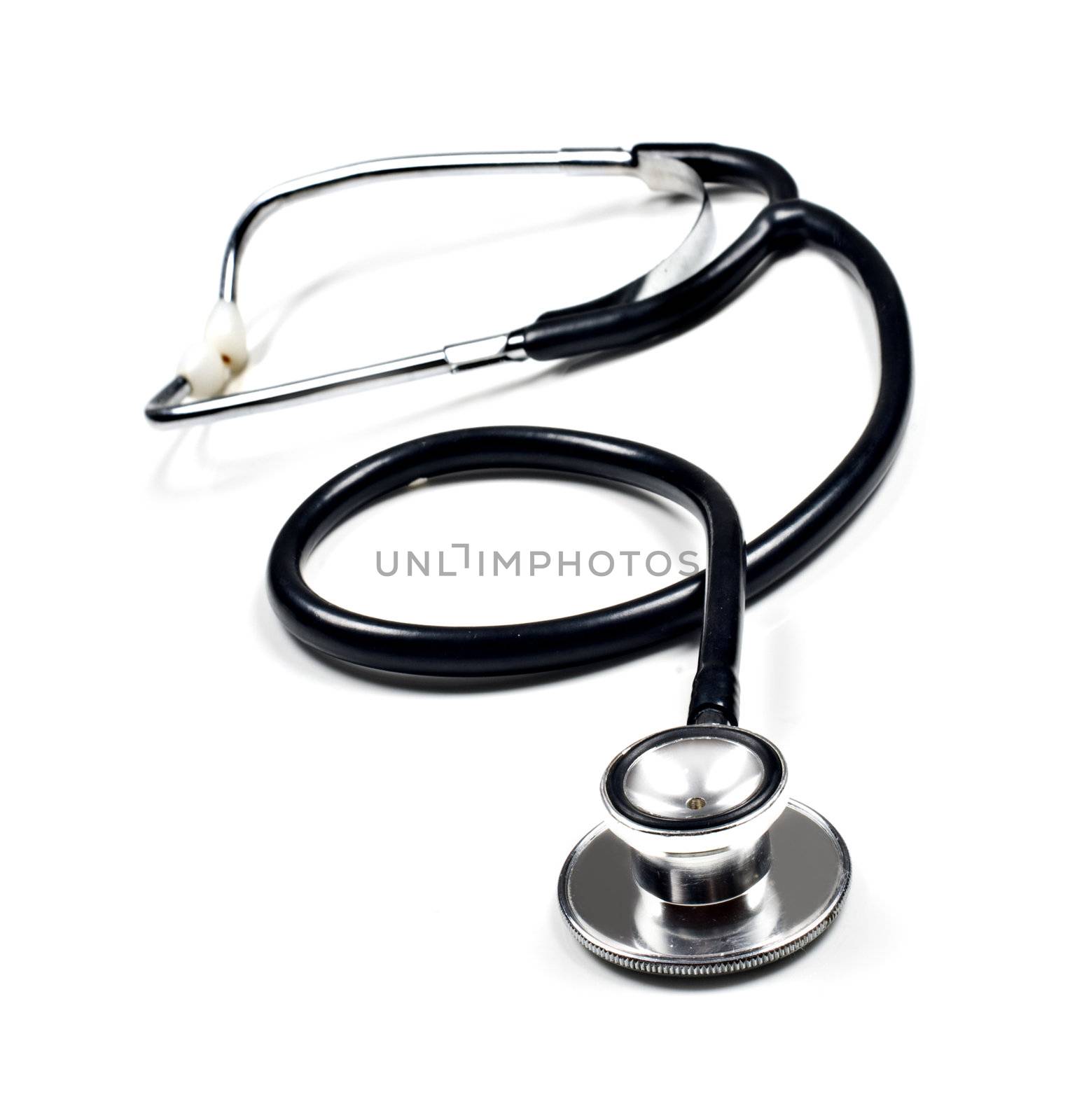 a Doctor's stethoscope on a white background with space for text