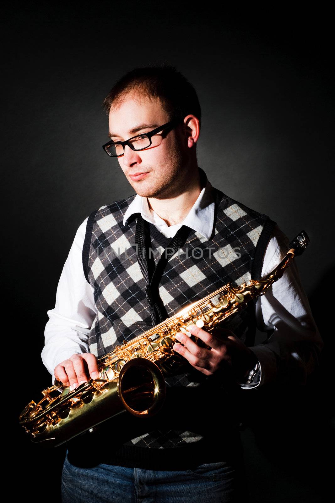 portrait of a man with a saxophone