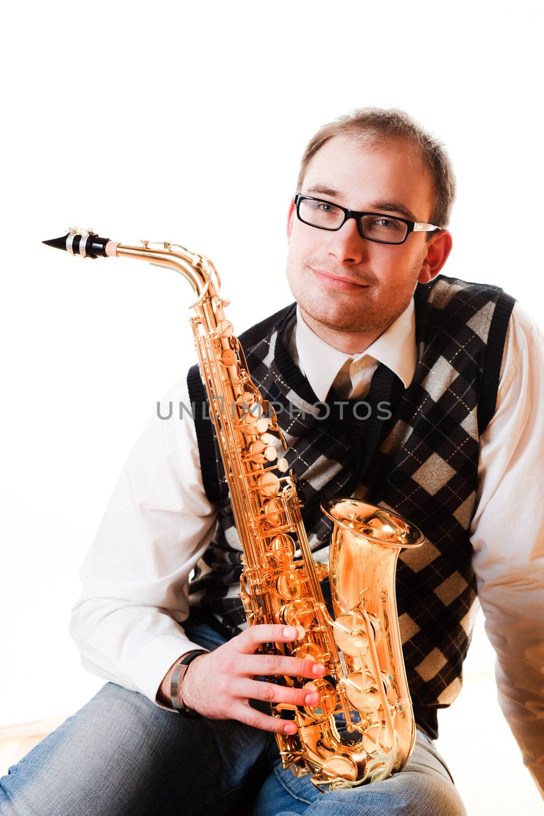 portrait of a man with a saxophone