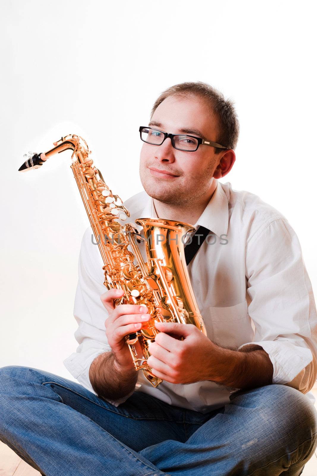 portrait of a man with a saxophone