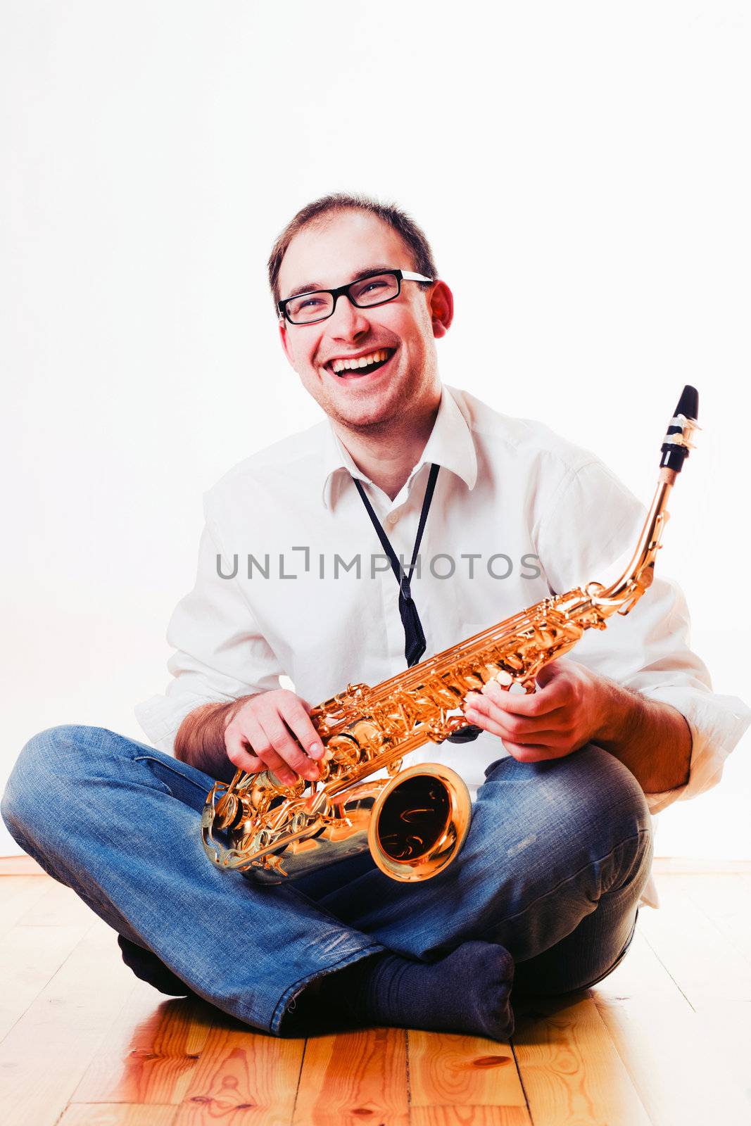 portrait of a man with a saxophone