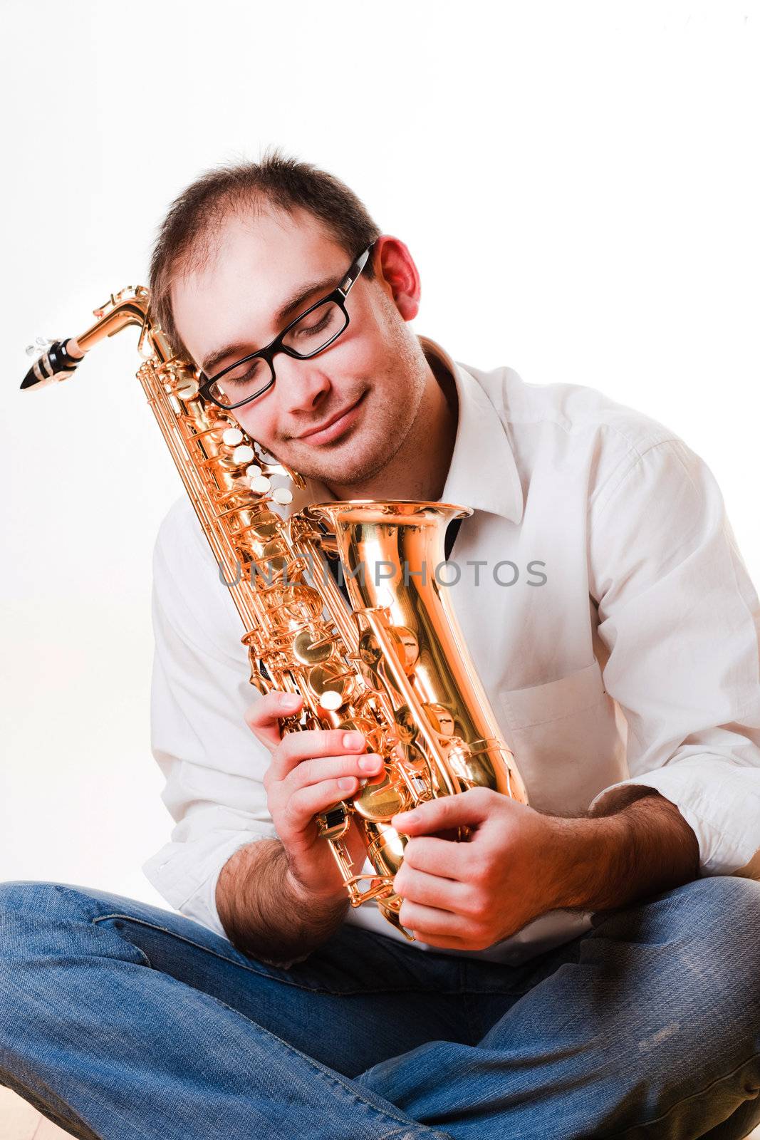 portrait of a man with a saxophone