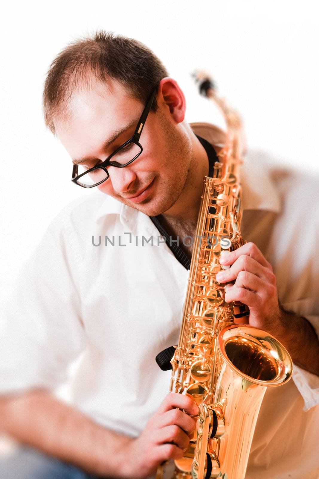 portrait of a man with a saxophone