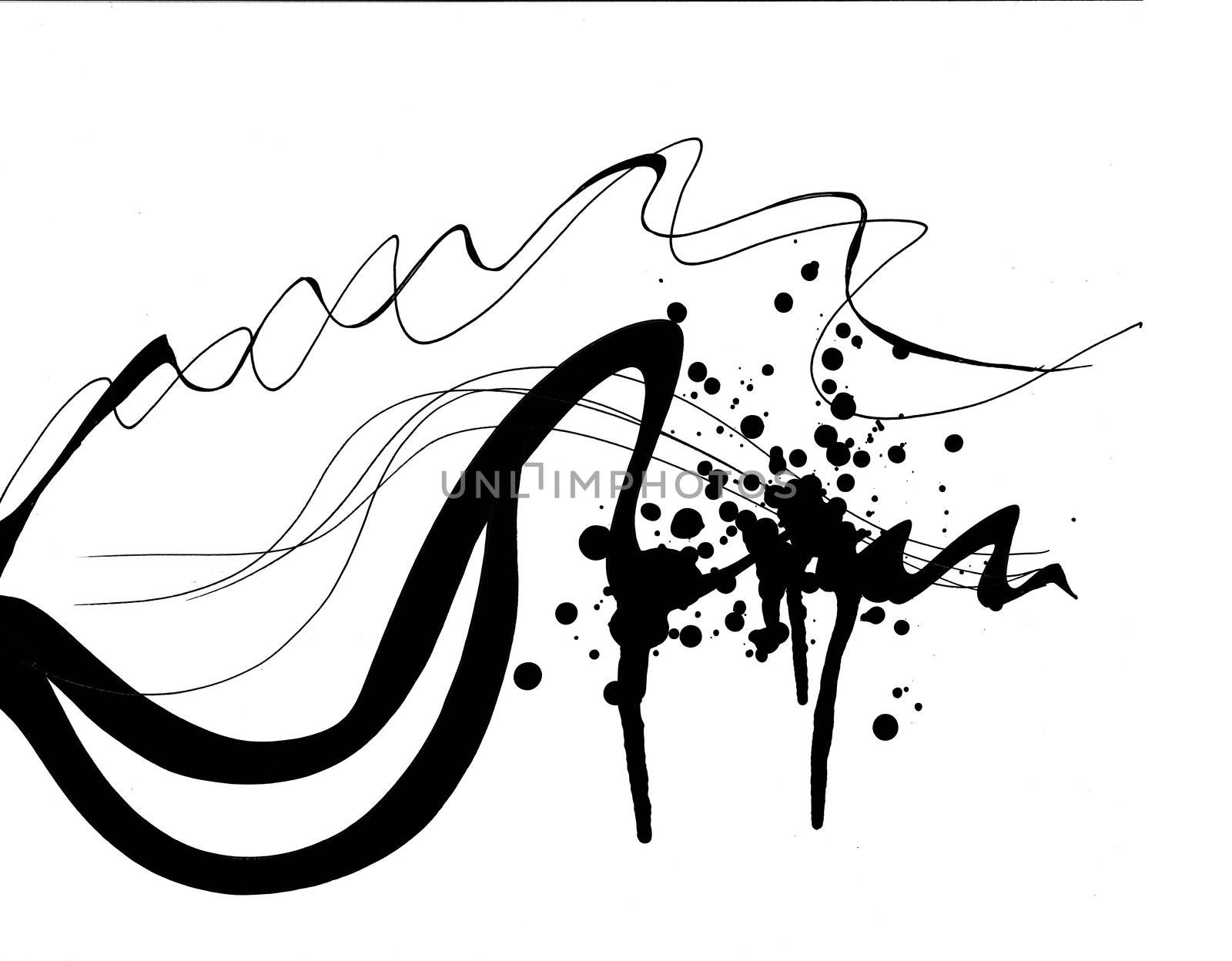 Line and ink splatters