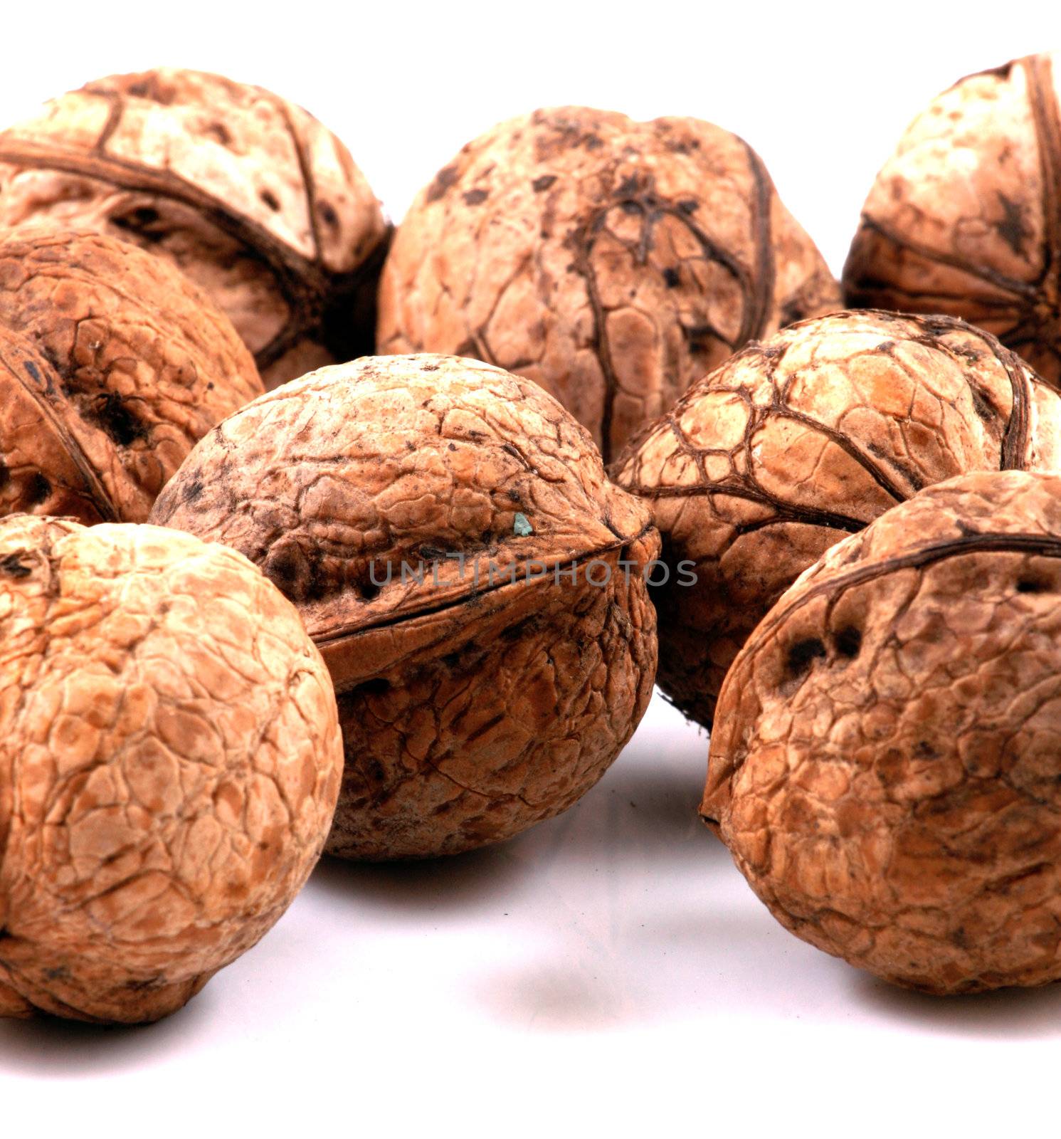 Walnuts in closeup