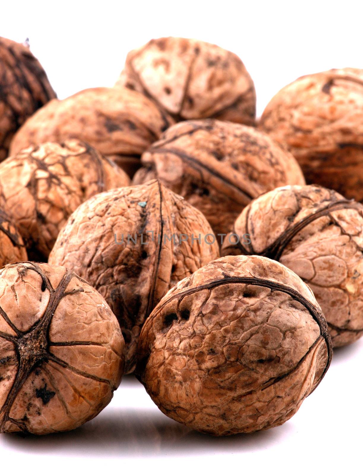 Walnuts in closeup