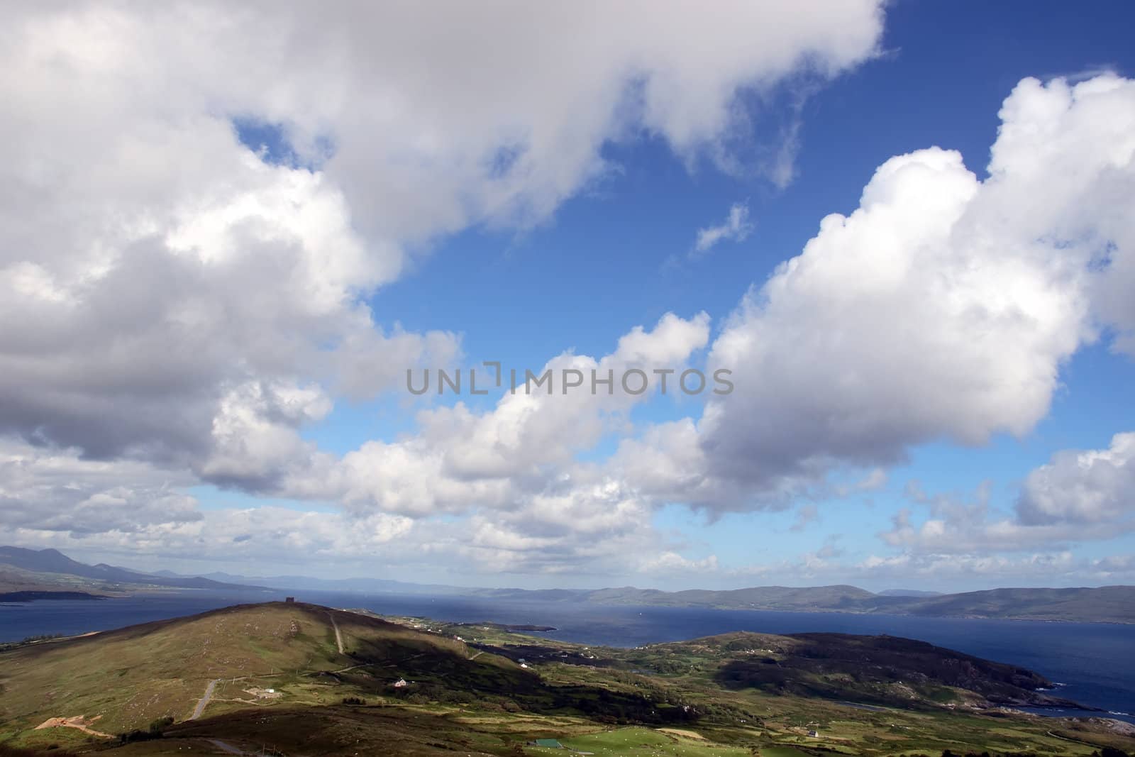 the view from a hillside on Bear island county Cork Ireland