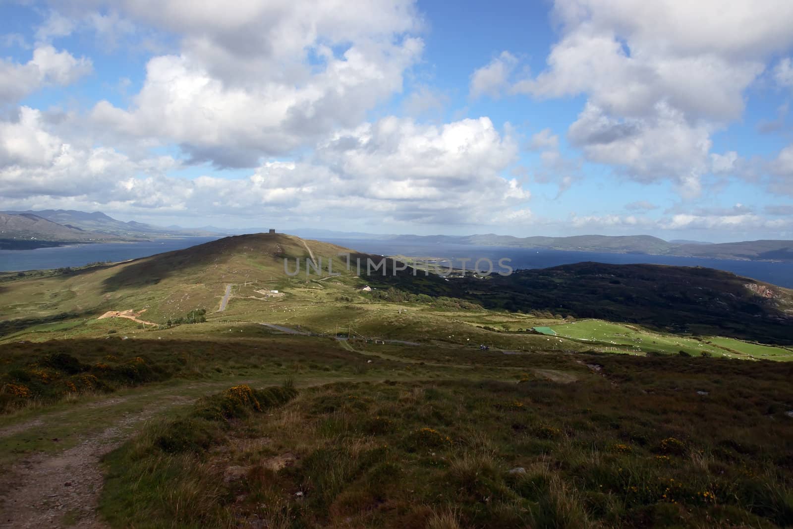 the view from a hillside on Bear island county Cork Ireland