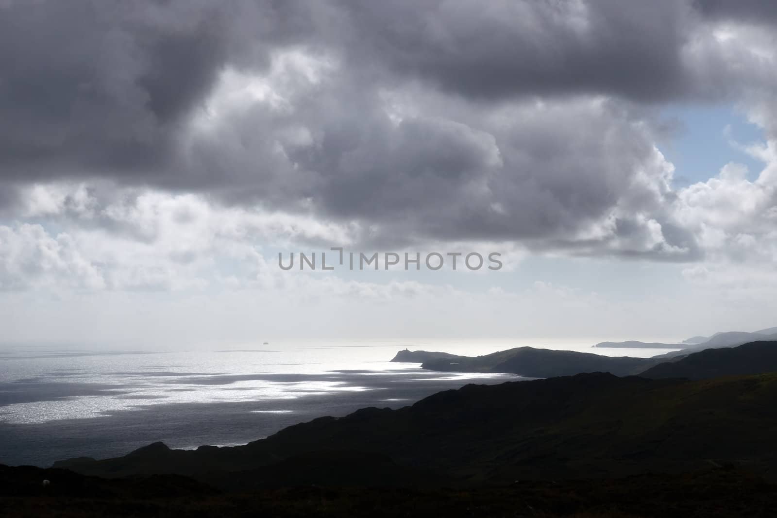 the view from a hillside on Bear island county Cork Ireland