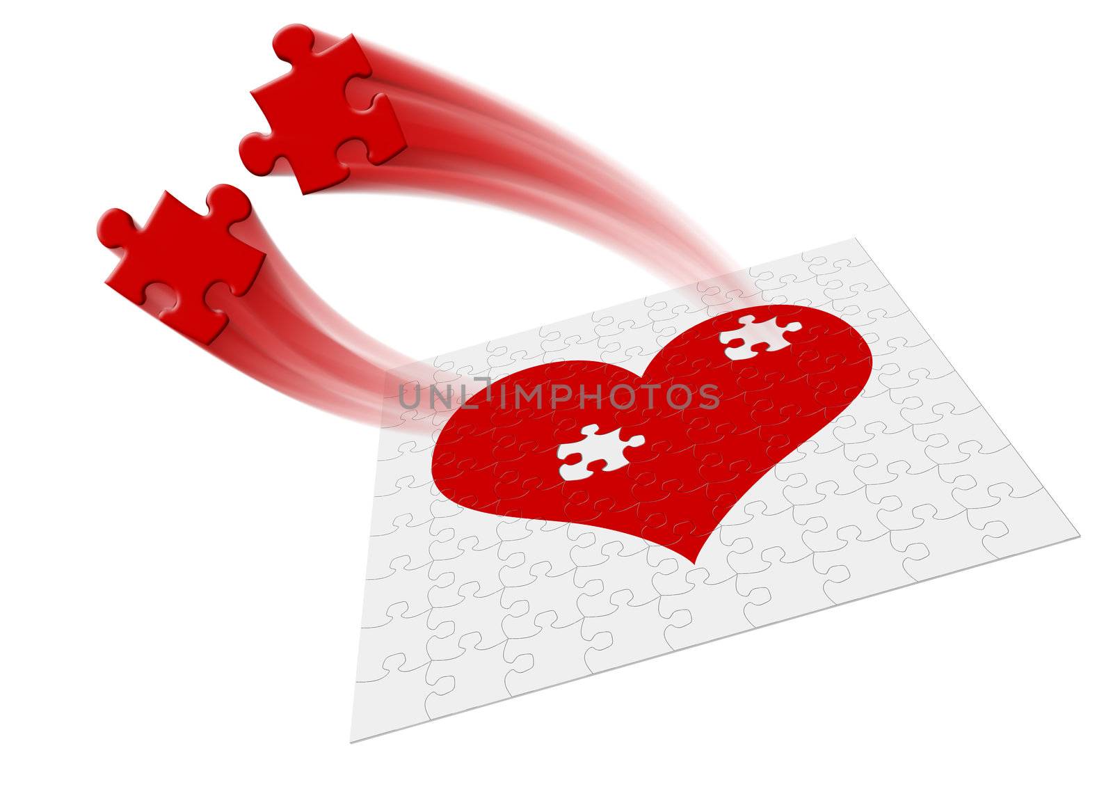 Heart - puzzle. Two fragments of heart symbolize attitudes - motion
