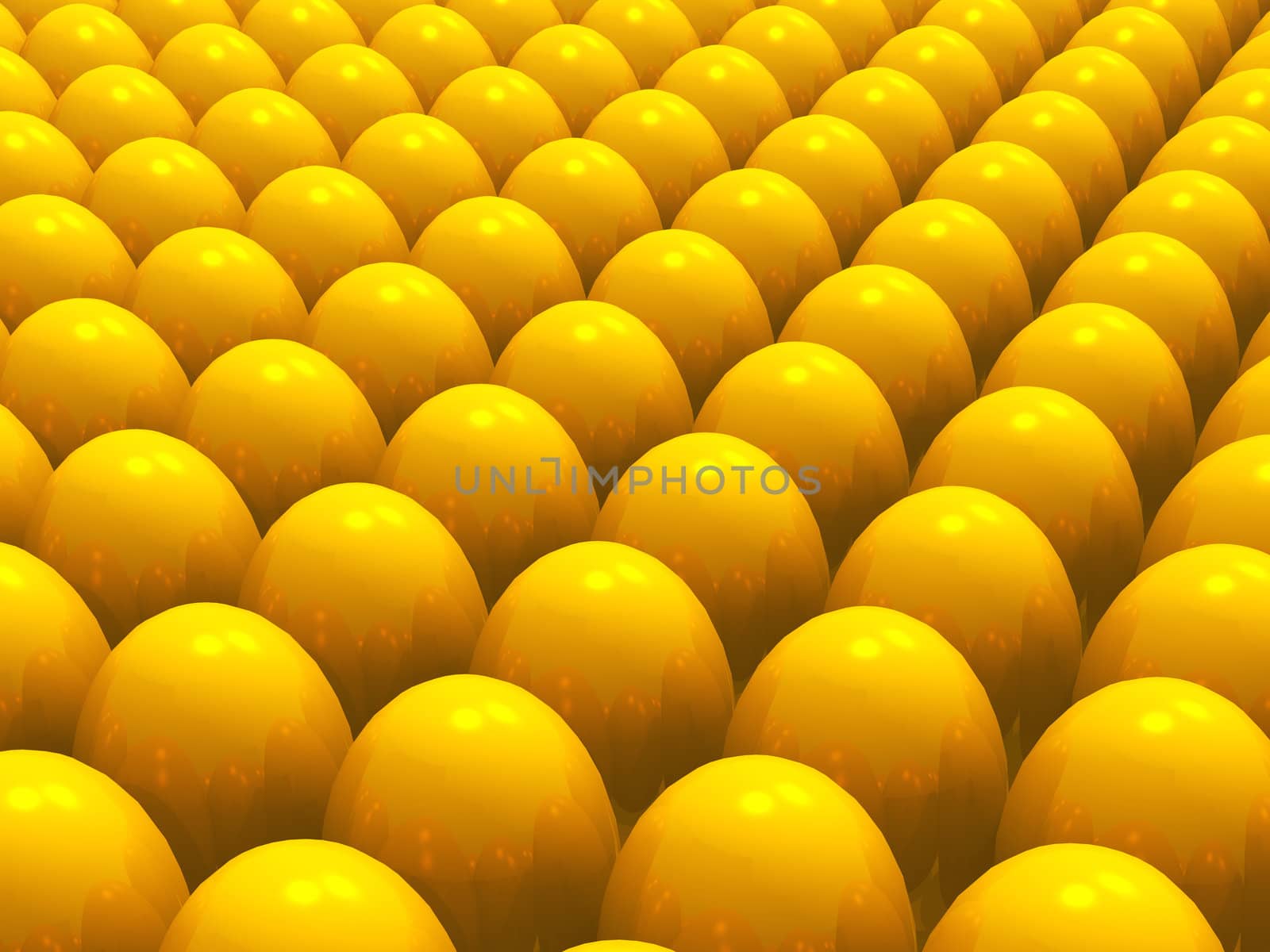 Many gold eggs from 100 % reflection of surrounding subjects