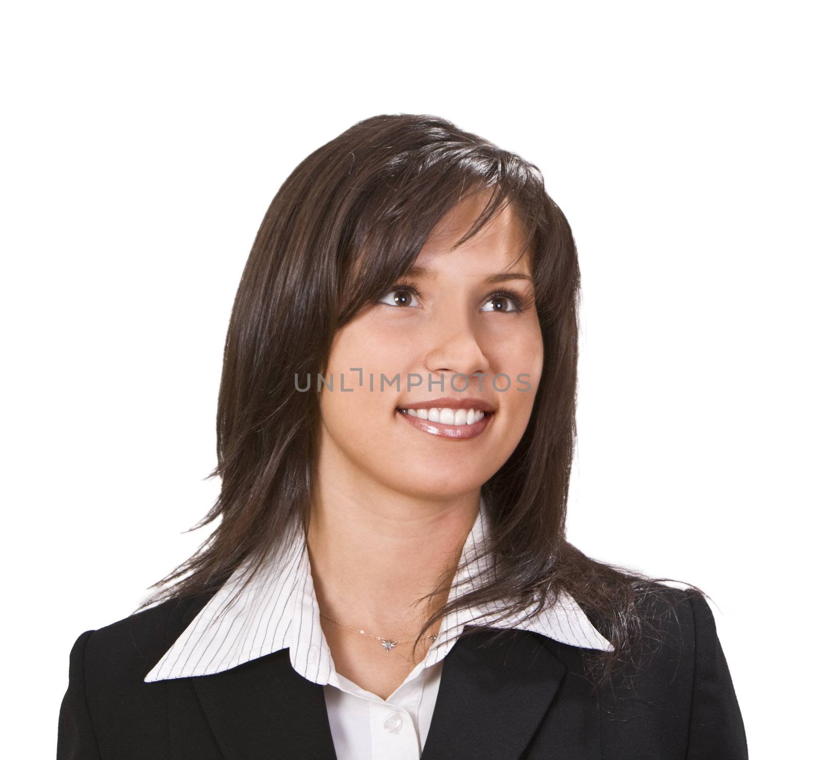 Portrait of a beautiful young brunette smiling.