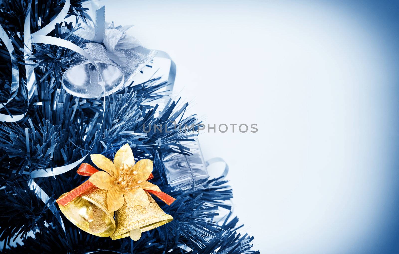 christmas holiday picture with decoration colored in blue tone