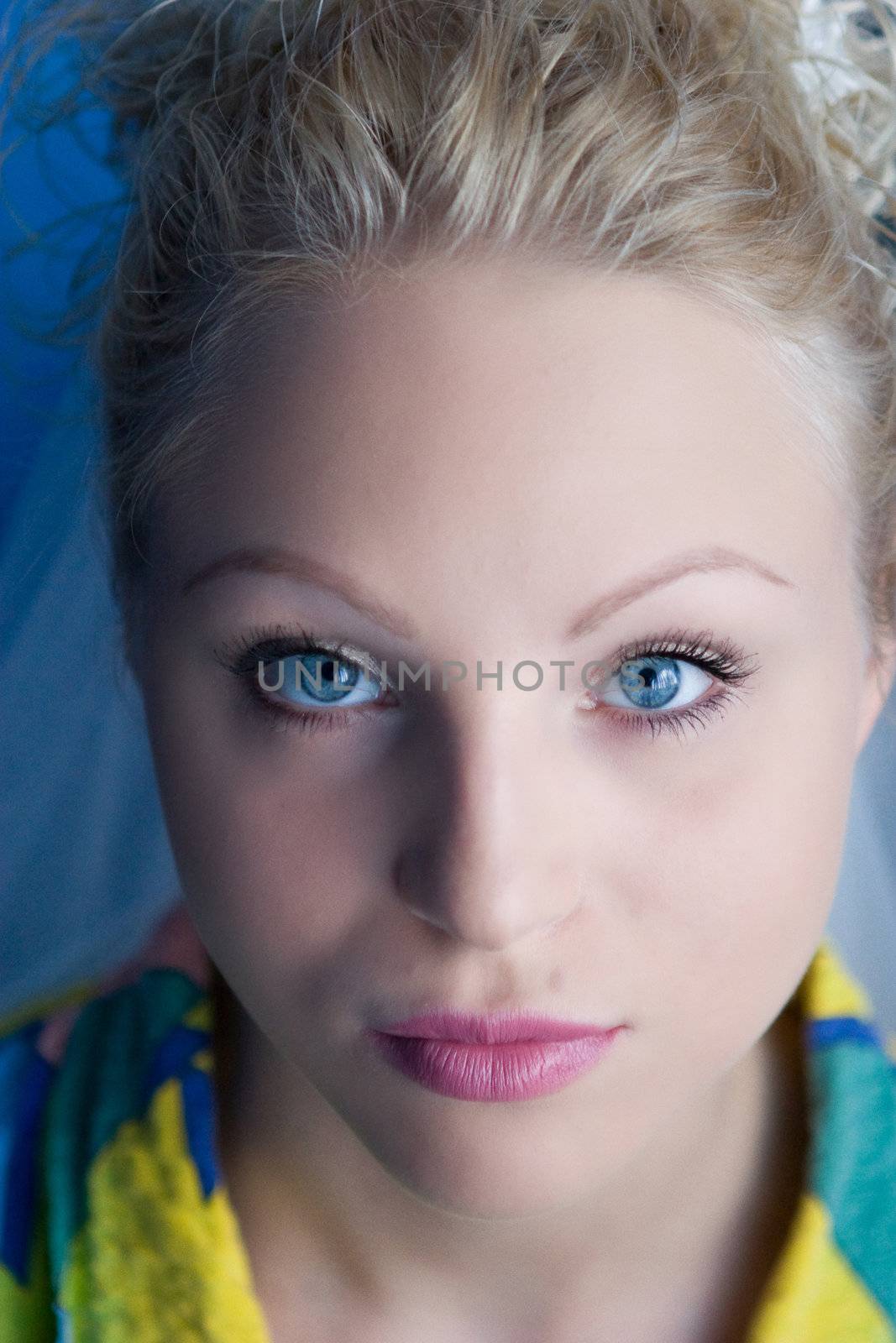 portrait of a girl with blue eyes 