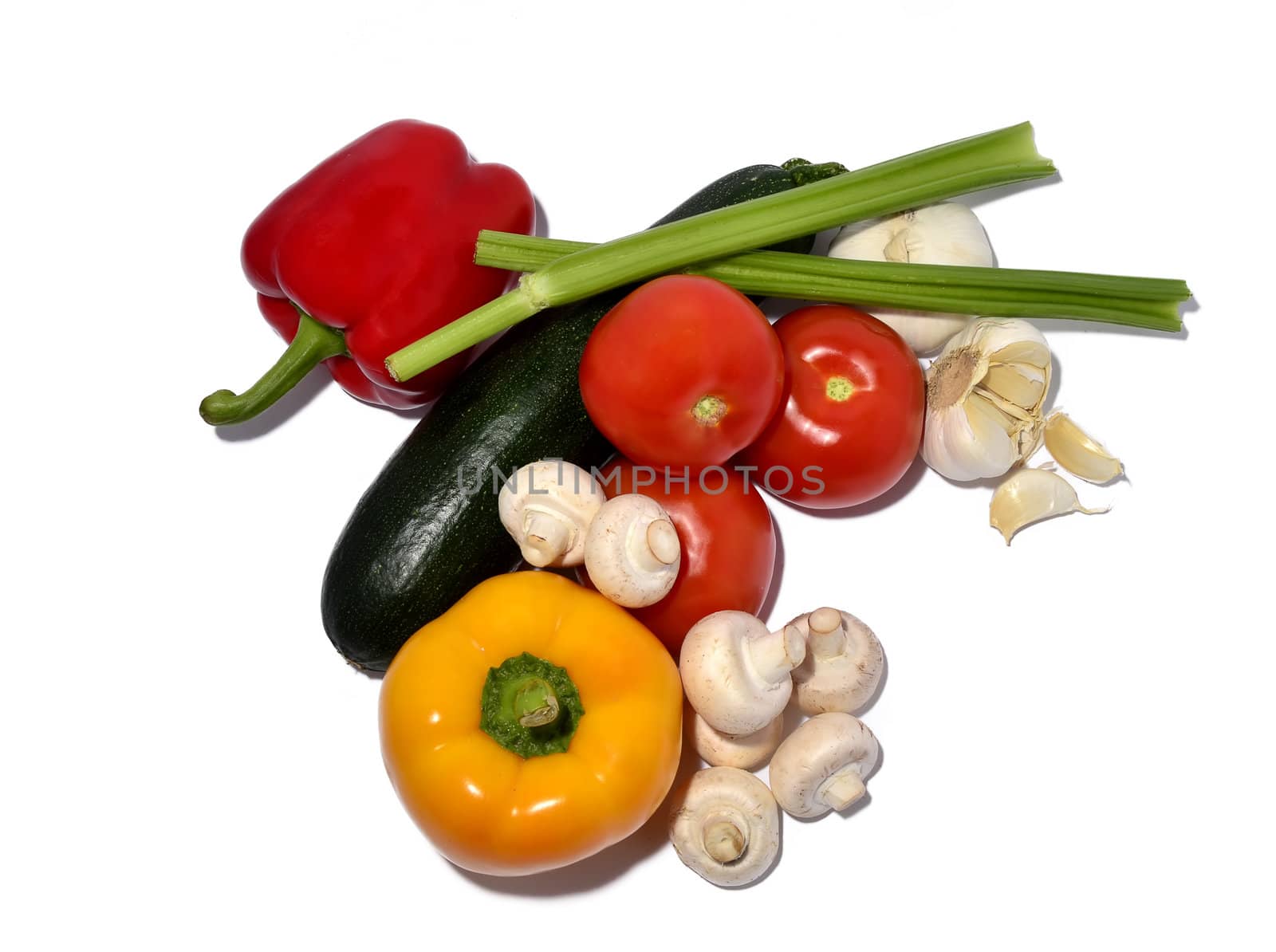 vegetable mix on white background, isolated