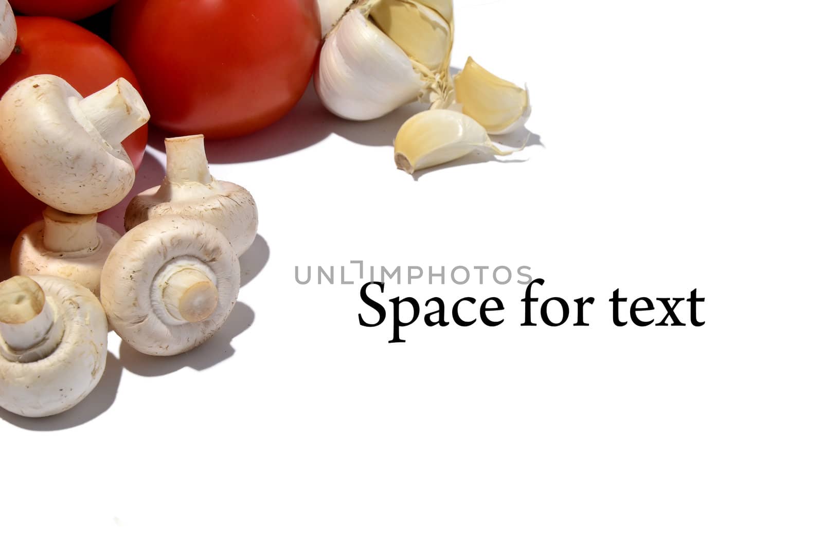 vegetable mix on white background, isolated, space for text