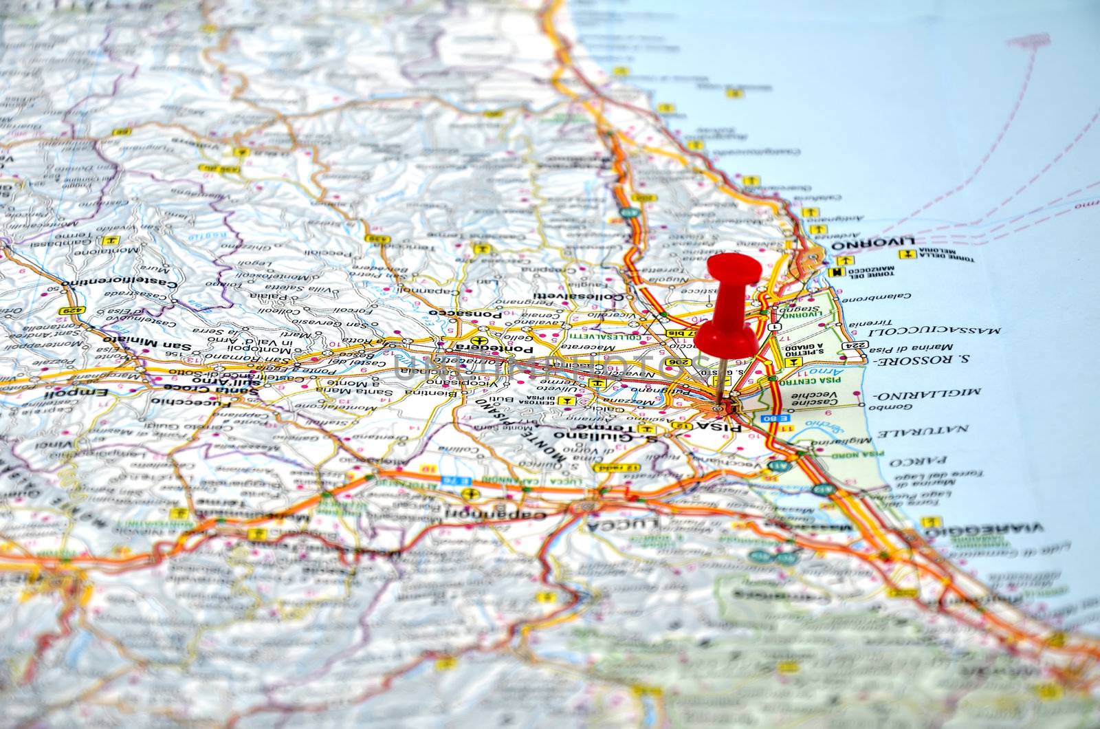 Red point on the italy map