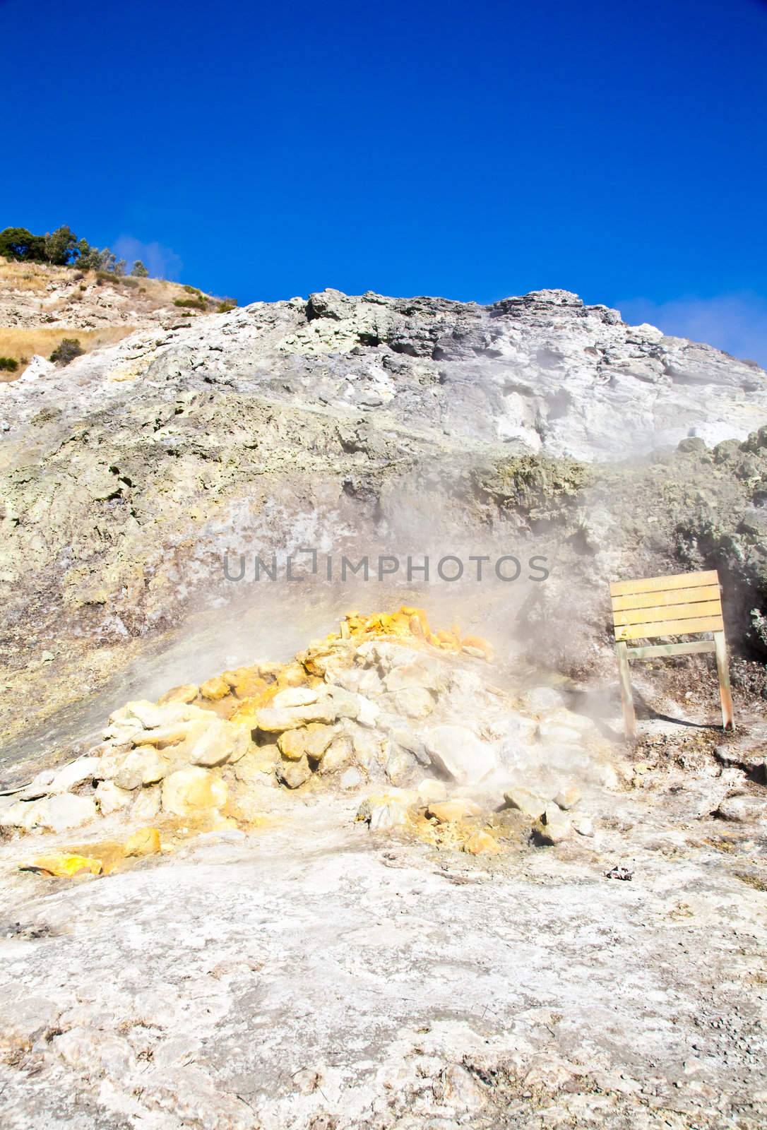 Pozzuoli, Italy. Solfatara area, volcanic crater still in activity.
