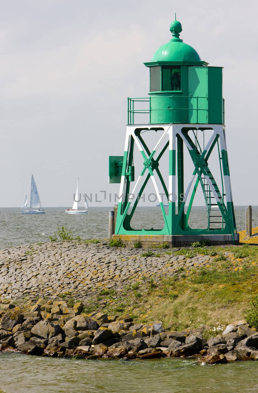 lighthouse and yachts, Stavoren, Friesland, Netherlands