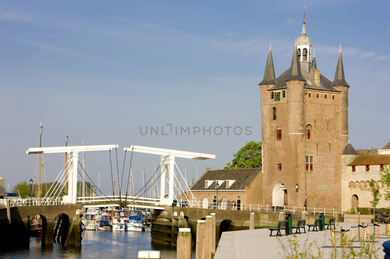 medieval gate and drawbridge, Zierikzee, Zeeland, Netherlands