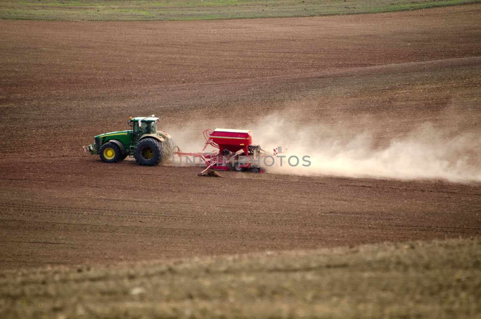 the tractor in the fields