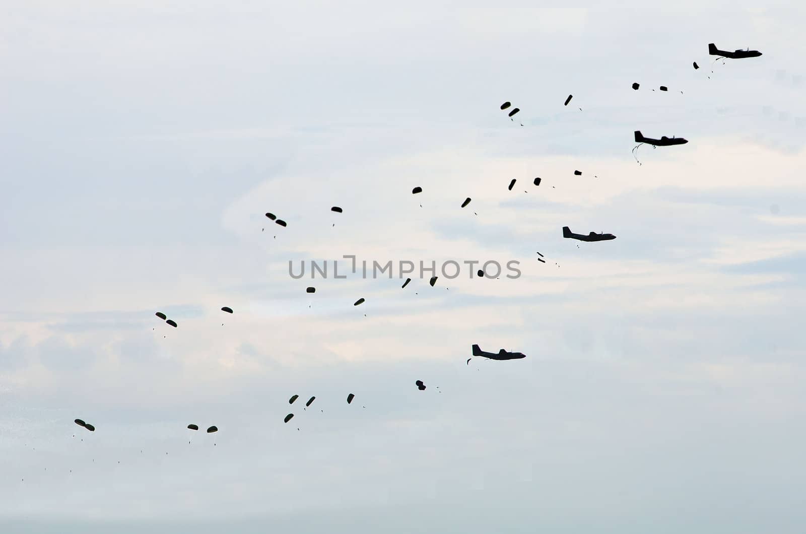the parachutists and the planes