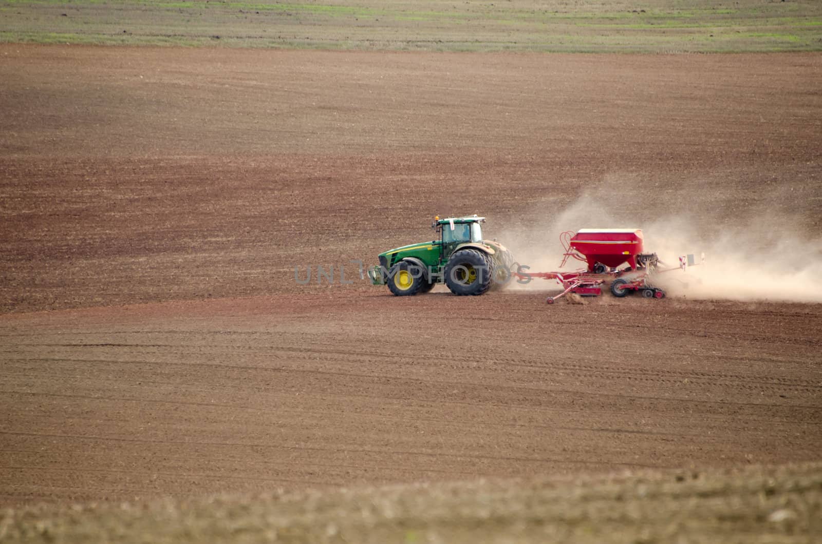 the tractor in the fields