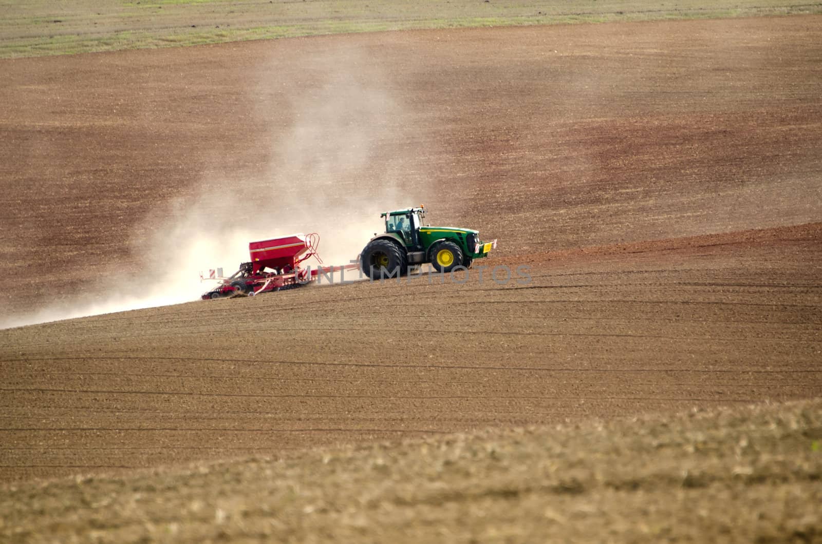 the tractor in the fields