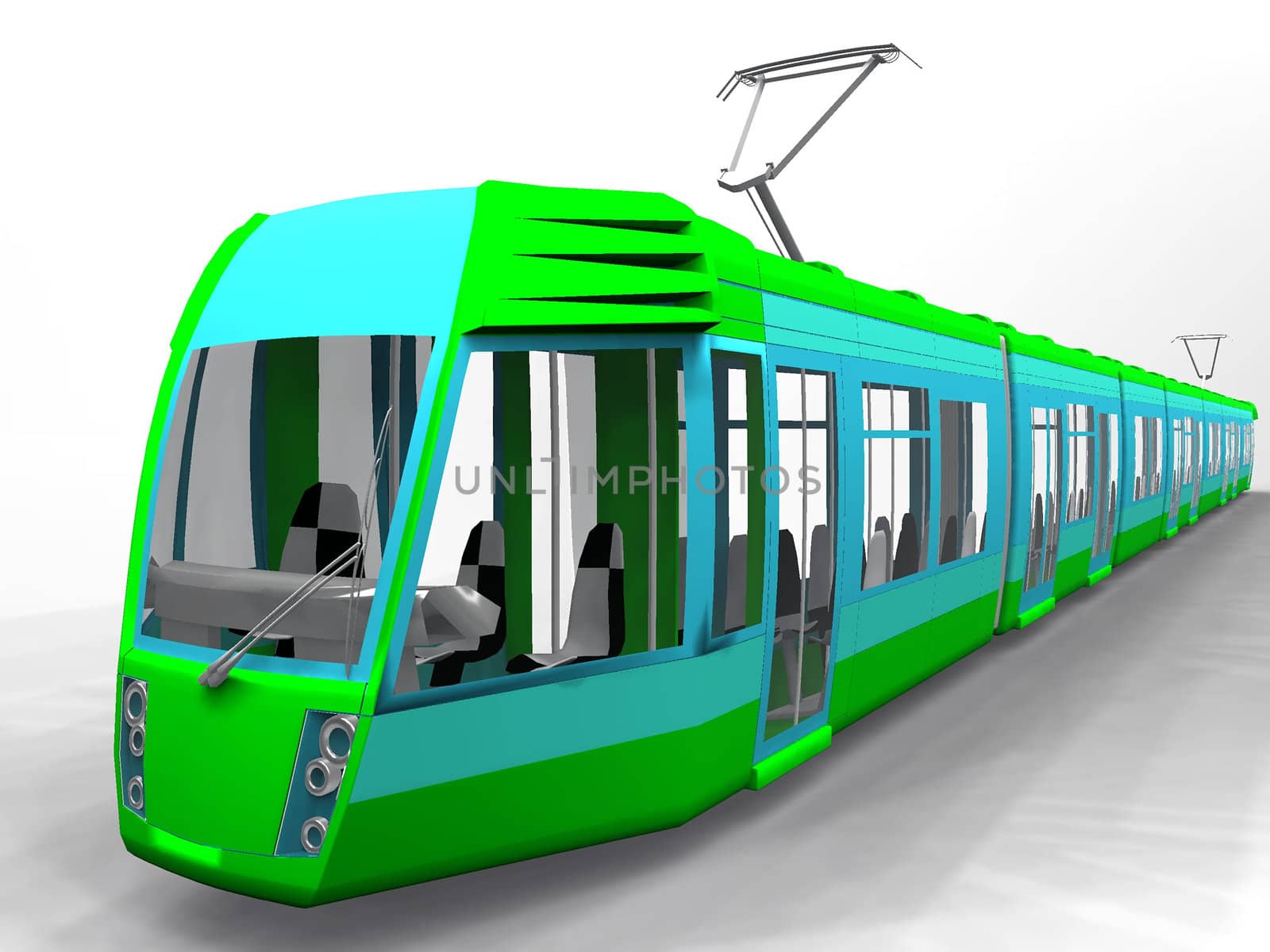 tram  on a white background