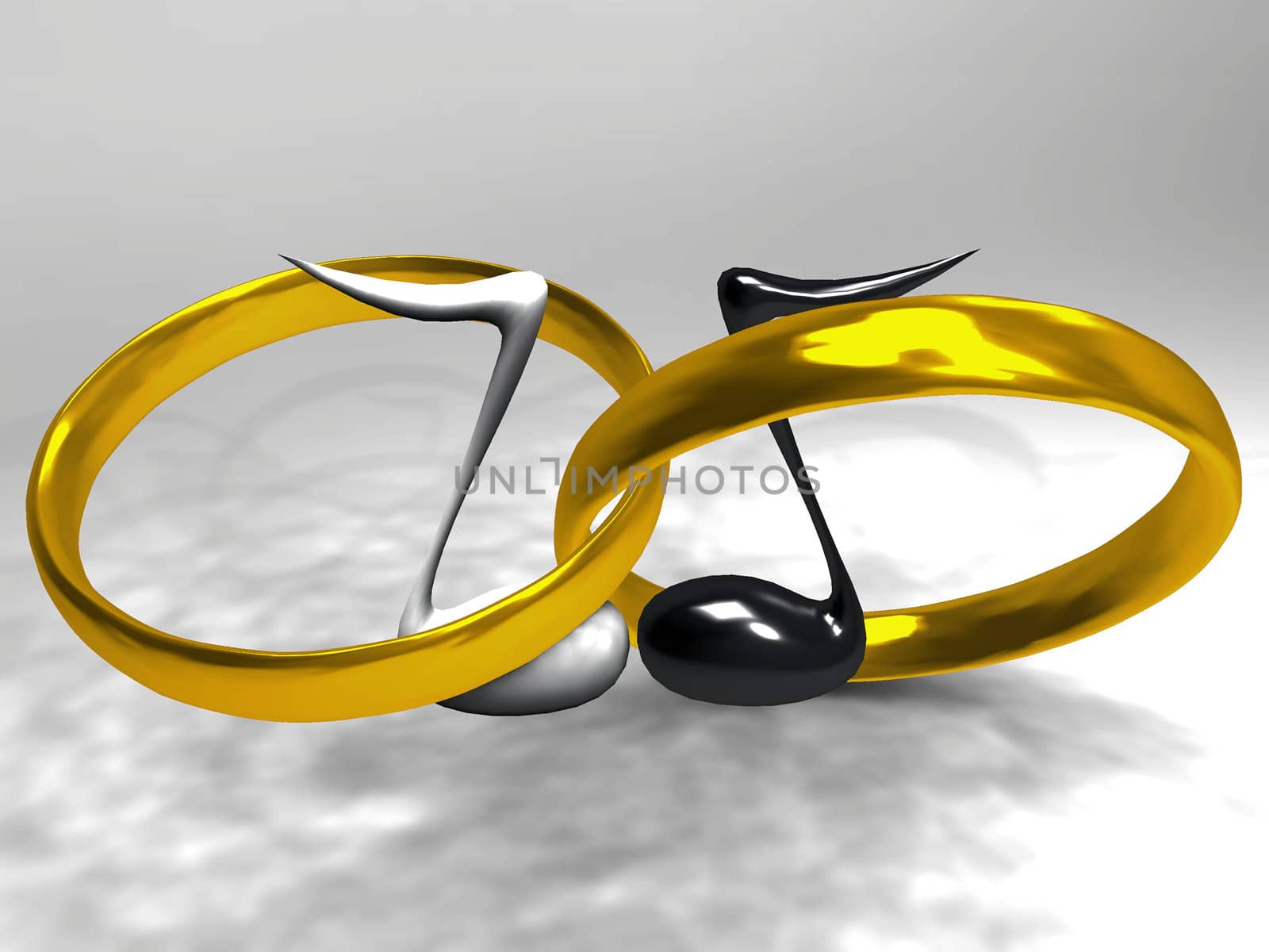 rings  in gold and musical notes
