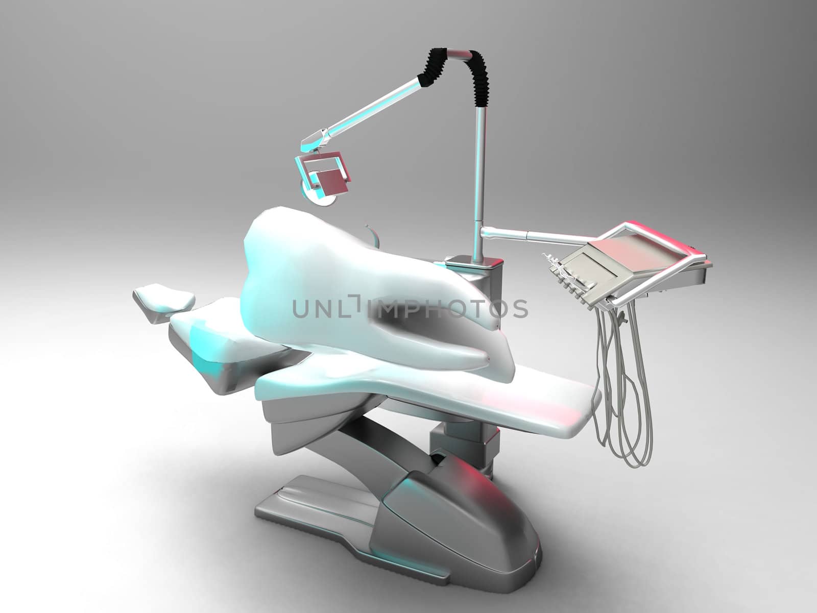 dentist's chair and a tooth