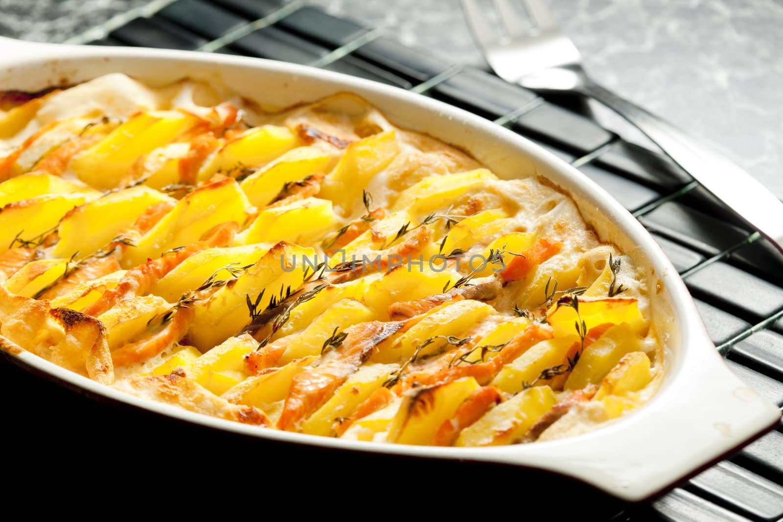 potatoes and salmon baked in cream by phbcz