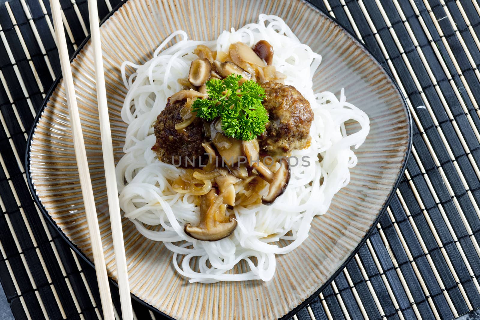 minced meat balls with mushrooms the Asian