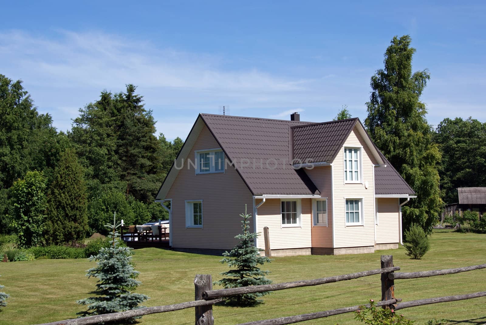 Wooden apartment house in a countryside