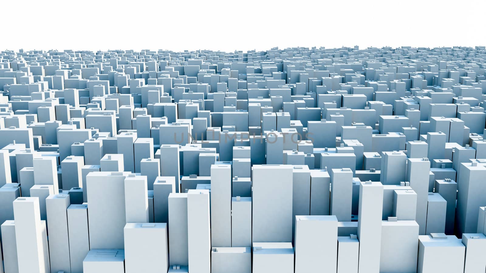 Urban background, abstract gray buildings on the skyline lit by the sun