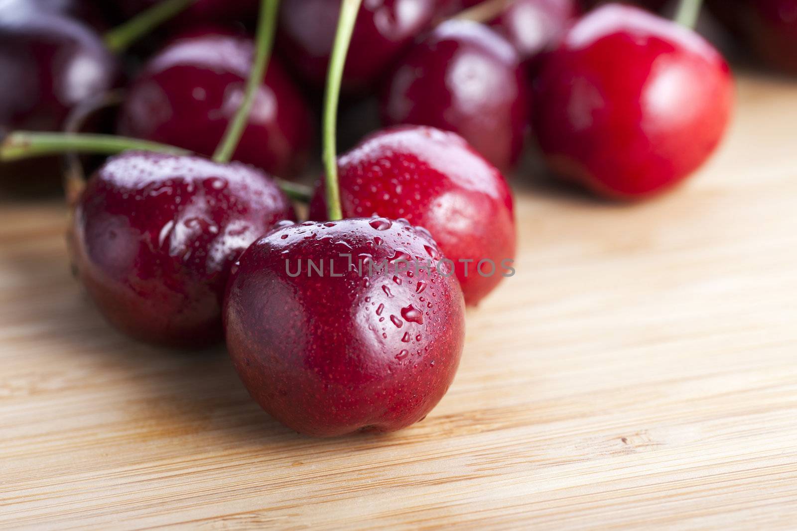 Fresh and healthy raw sweet cherries