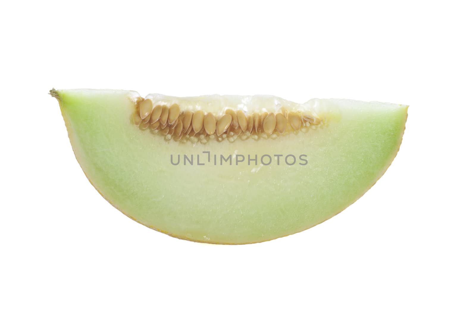 Honeydew melon slice isolated on a white background