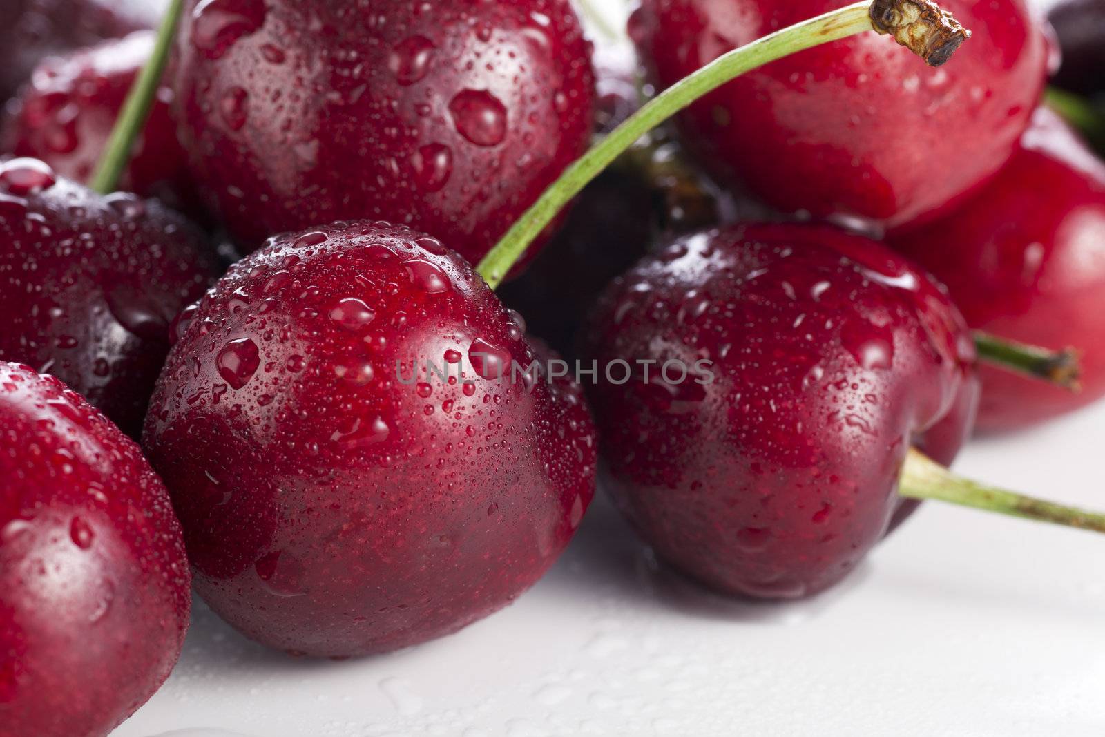 Fresh and healthy raw sweet cherries
