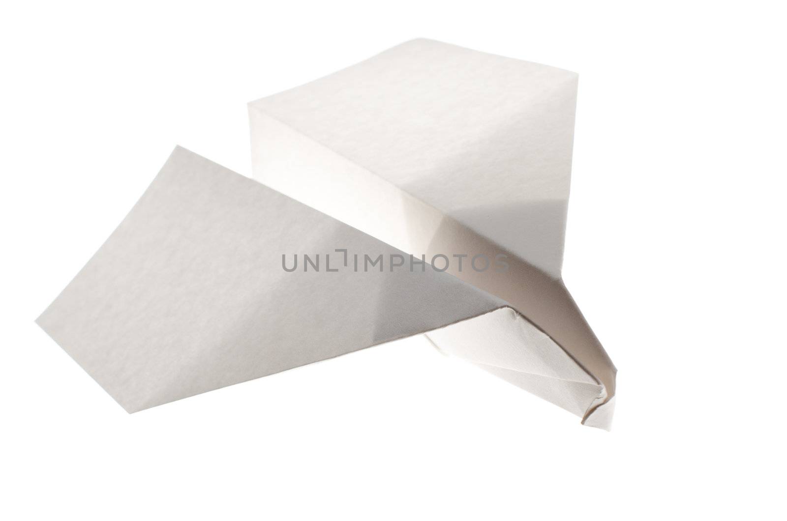 Paper airplane isolated on white background.