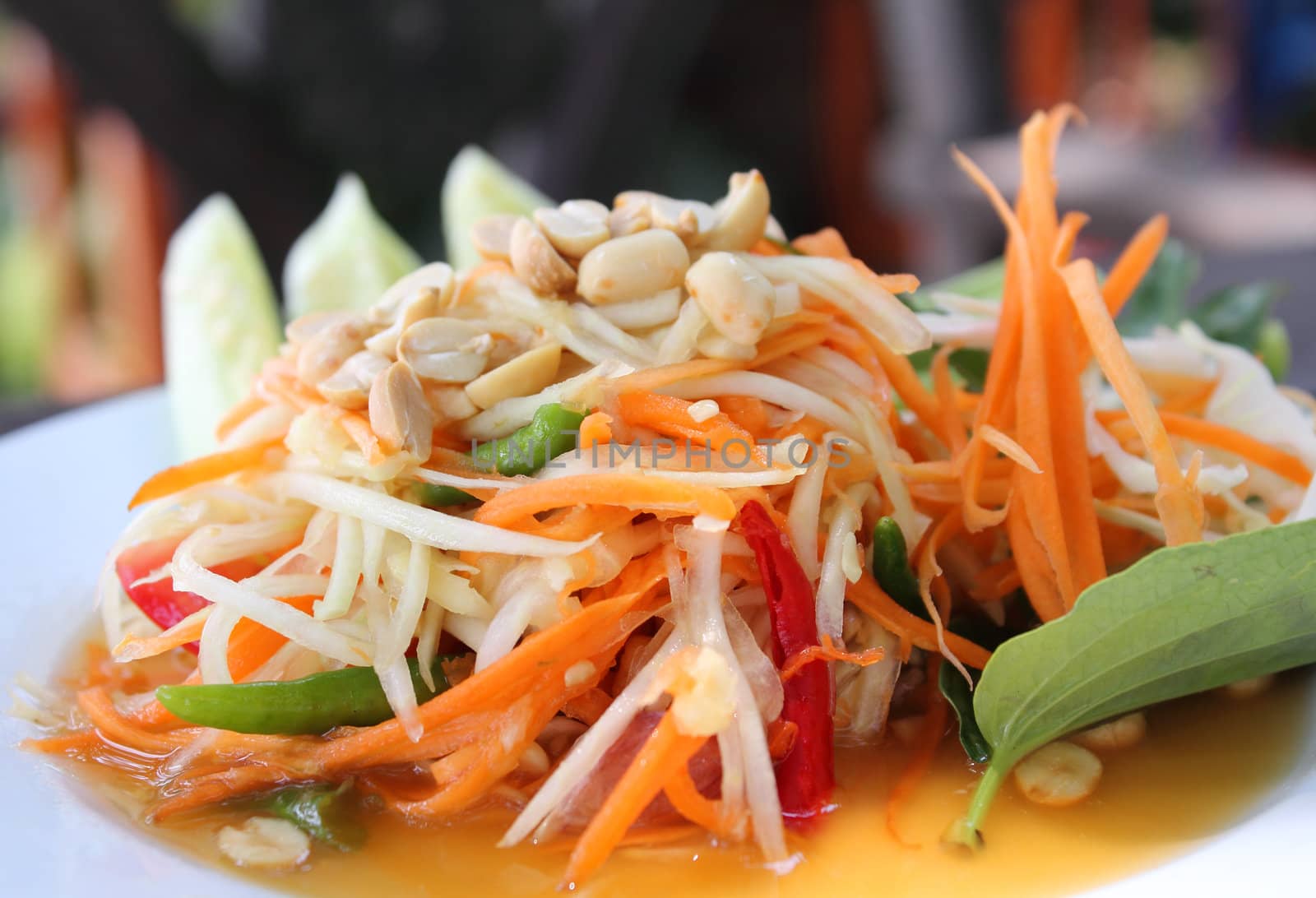 Thai Papaya salad with peanuts and dried shrimp